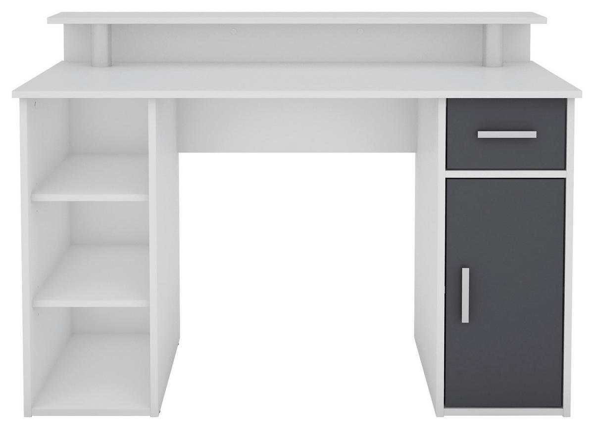 Schreibtisch DIEGO weiß anthrazit silber B/H/T: ca. 120x88x55 cm DIEGO - weiß/anthrazit (120,00/88,00/55,00cm) - byLIVING