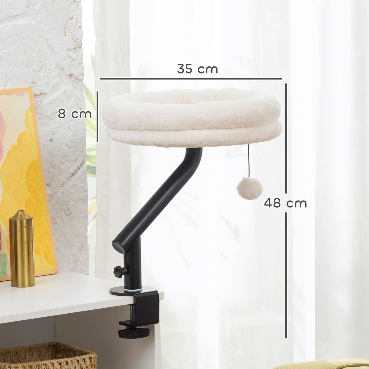 PawHut Katzen-Schreibtischbett cremeweiß Stahl B/H/L: ca. 35x48x35 cm Katzen-Schreibtischbett - cremeweiß (35,00/35,00/48,00cm) - PawHut