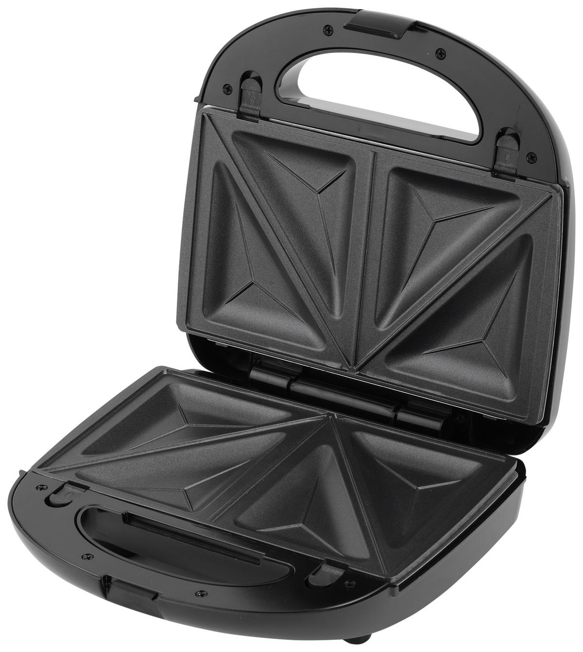 MICHELINO Sandwichtoaster 29061 schwarz silber Kunststoff Aluminium B/H/T: ca. 24x8x24 cm Sandwichmaker_3in1 29061 - schwarz/silber (24,00/8,00/24,00cm) - MICHELINO