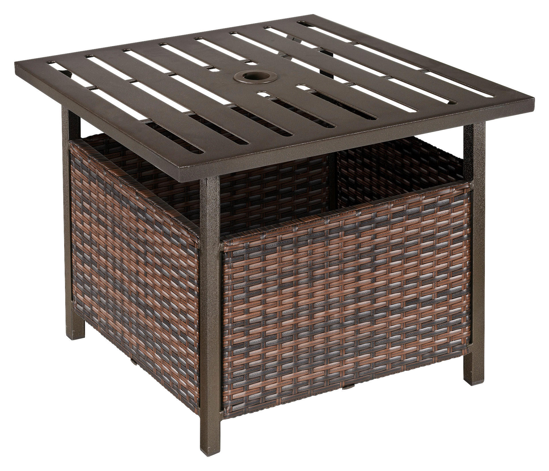 Outsunny Beistelltisch braun Polypropylen B/H/L: ca. 55,5x55,5x46 cm Rattan-Beistelltisch - braun (46,00/55,50/55,50cm) - Outsunny