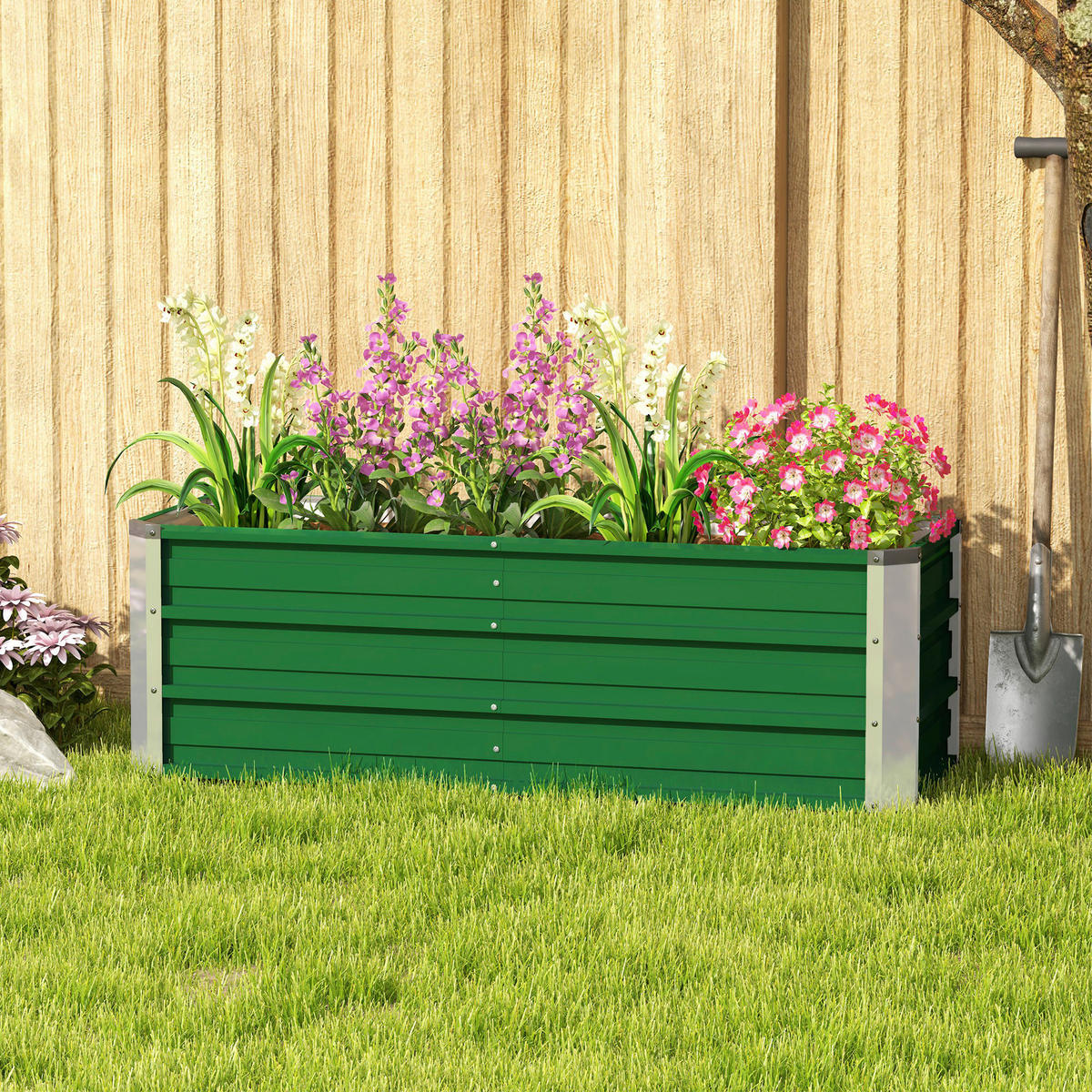 Outsunny Gartenbeet grün Stahl B/H/L: ca. 47x40x125 cm Gartenbeet - grün (125,00/47,00/40,00cm) - Outsunny