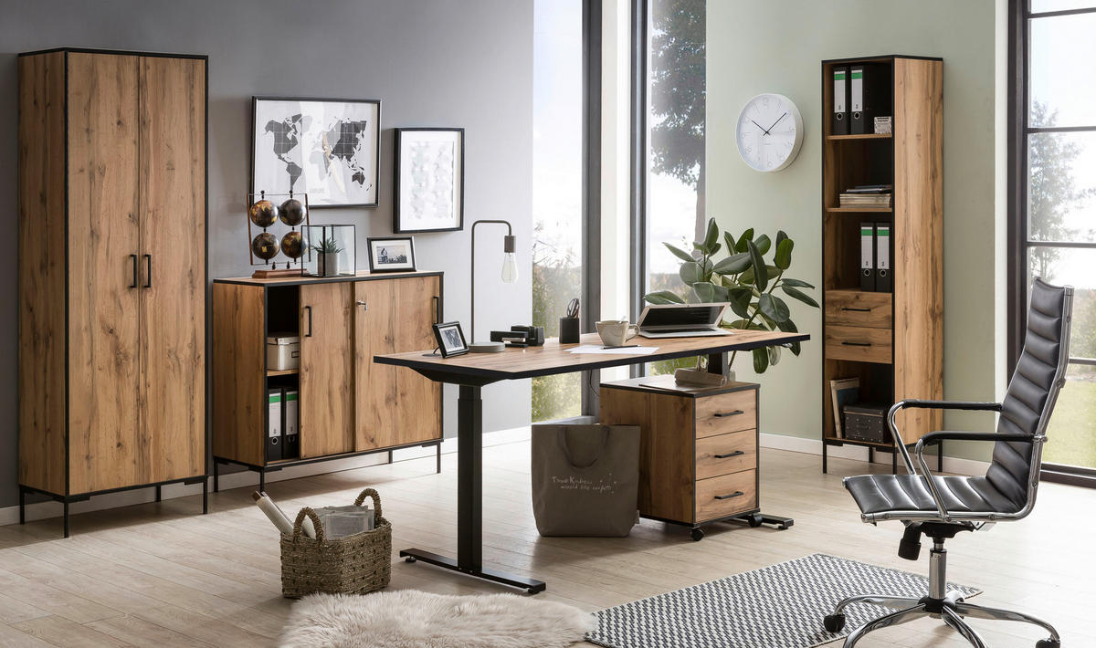 höhenverstellbarer Schreibtisch Serie 2000 Eiche Landhaus Nachbildung B/H/T: ca. 160x71x75 cm Serie 2000 - Eiche (160,00/71,00/75,00cm) - Möbelpartner