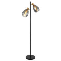 GLOBO Stehleuchte Rauch schwarz Metall Glas B/H/T: ca. 25x160x34 cm E27 2 Brennstellen FANNI - schwarz/Rauch (25,00/160,00/34,00cm) - GLOBO