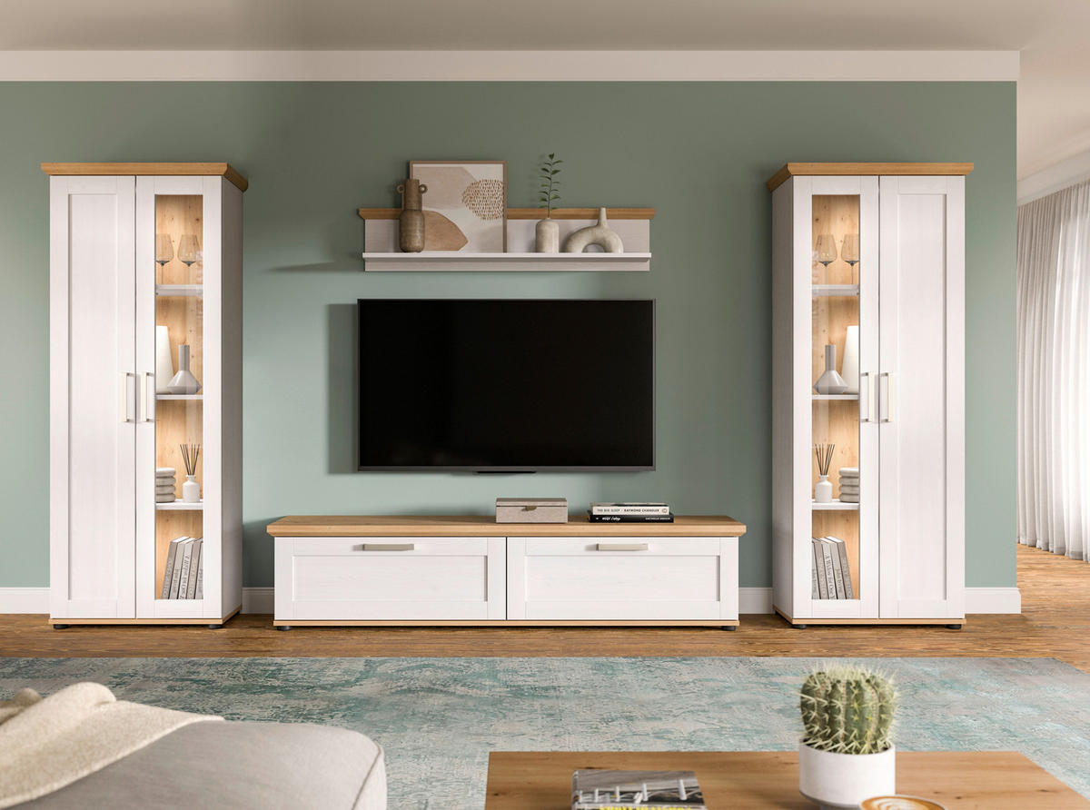 Wohnwand VERONA Lärche Nachbildung Eiche Nachbildung B/H/T: ca. 336x161x40 cm VERONA - Eiche/Lärche (336,00/161,00/40,00cm) - xonox.home