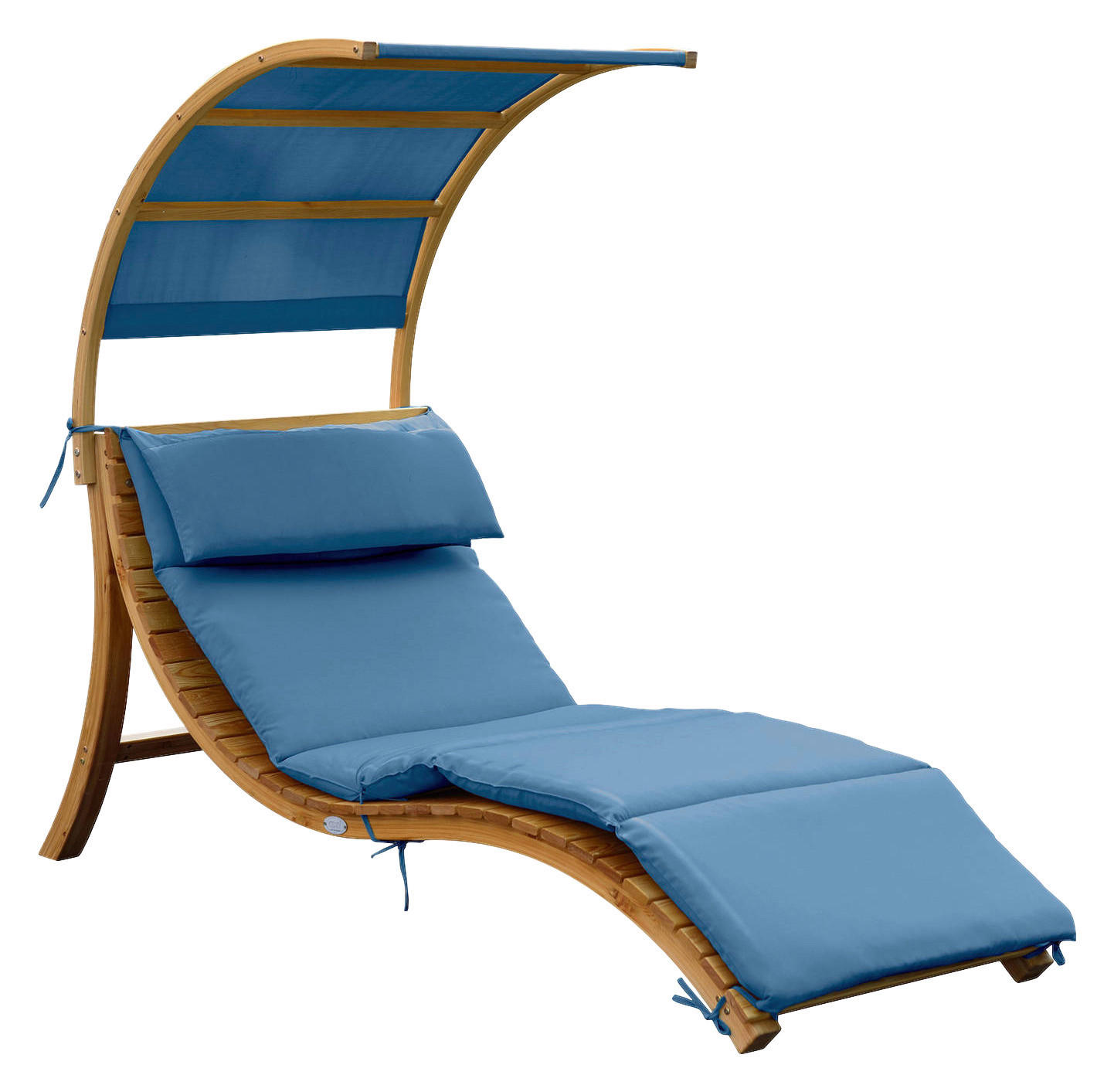 AXI Gartenliege Salina braun Holz B/H/L: ca. 75x150x186 cm Salina - braun/blau (186,00/75,00/150,00cm) - AXI