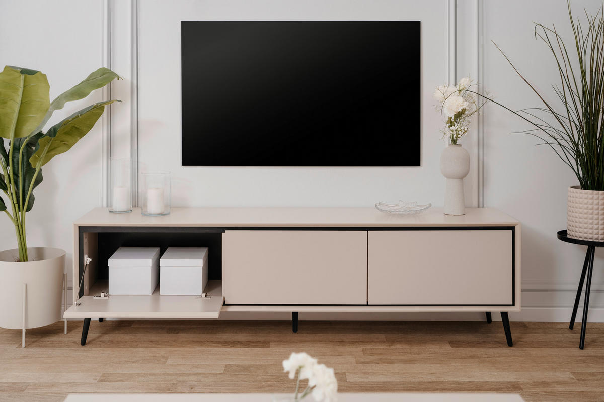 Lowboard Arona sand schwarz B/H/T: ca. 175x50x38 cm Arona - sand/schwarz (175,00/50,00/38,00cm)