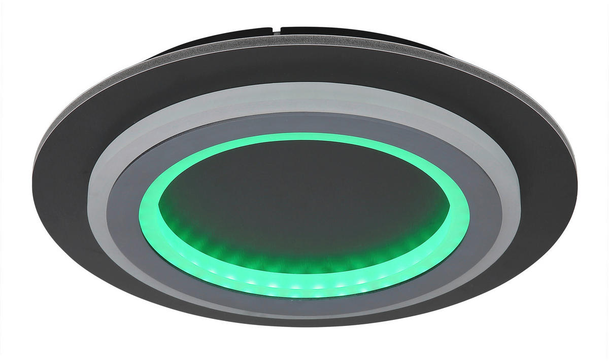 GLOBO LED-Deckenleuchte mattschwarz Opal grau Metall Kunststoff Acryl H/D: ca. 5,5x34 cm 1 Brennstellen JAYDEN - Opal/mattschwarz (34,00/5,50cm) - GLOBO