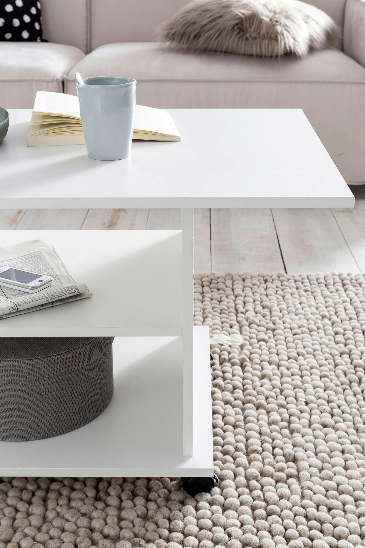 Couchtisch weiß B/H/T: ca. 95x51x54 cm Couchtisch - weiß (95,00/51,00/54,00cm) - Wohnling