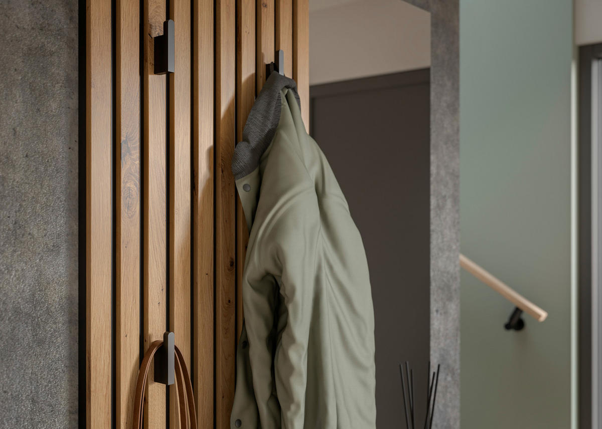 Garderobe Simple anthrazit Eiche Artisan Nachbildung B/H/T: ca. 88x195x35 cm Simple - Eiche/anthrazit (88,00/195,00/35,00cm)