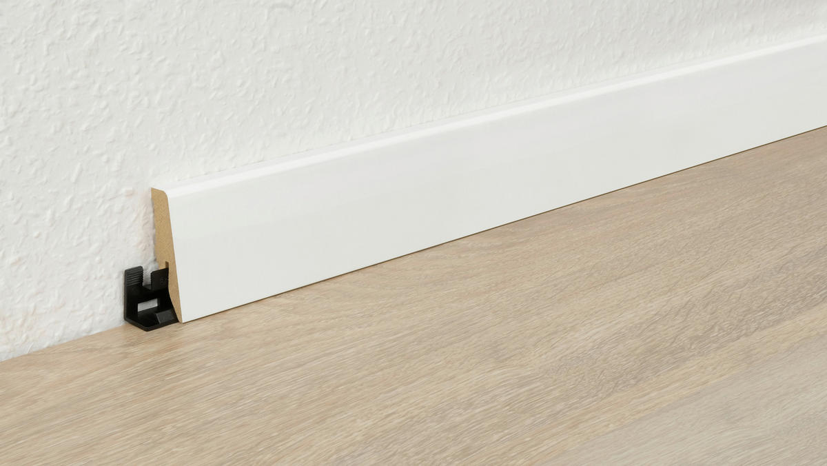 Sockelleiste L/B/H: ca. 250x1,8x5,8 cm pro Stück Sockelleiste 58mm 0041 Hochgl.weiß - (250,00/1,80/5,80cm)