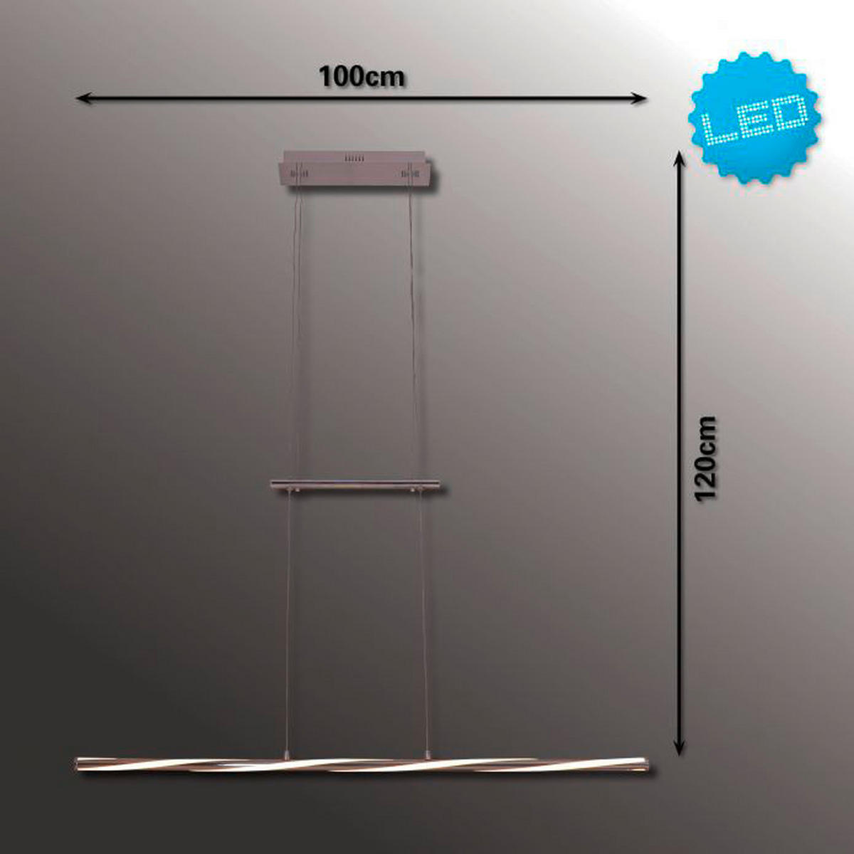 Näve Leuchten LED Jojo-Pendelleuchte NV6128942 Chrom klar Metall Glas H/L: ca. 120x100 cm null 1 Brennstellen Twist - klar/Chrom (100,00cm) - Näve Leuchten