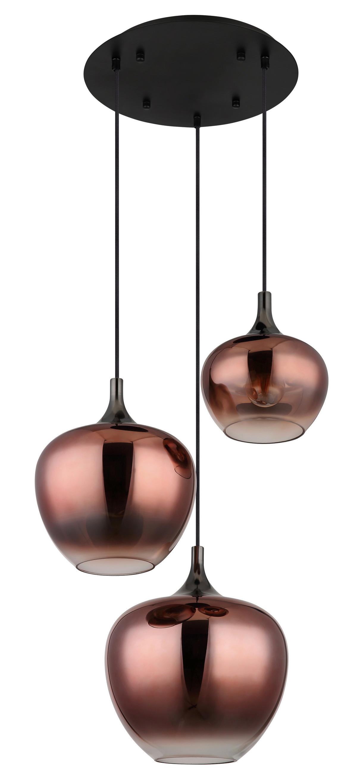 Pendelleuchte schwarz Glas Metall H/D: ca. 120x48 cm E27 3 Brennstellen Maxy - schwarz (48,00/120,00cm)