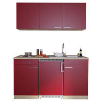 Respekta Singleküche Economy rot matt B/H/T: ca. 150x200x60 cm Economy - Eiche/rot (150,00/200,00/60,00cm) - Respekta