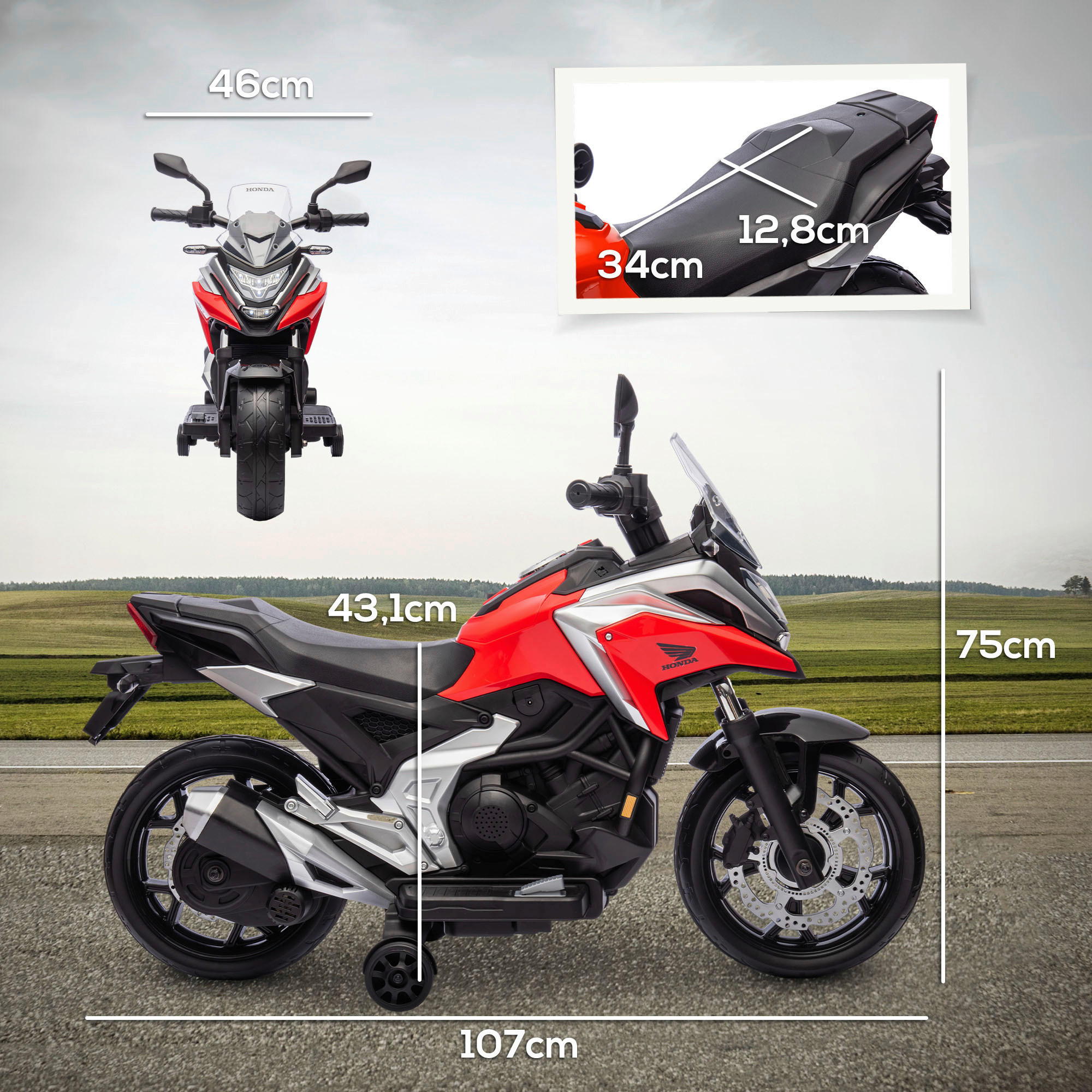 AIYAPLAY Kinder-Elektromotorrad rot B/H/L: ca. 46x75x107 cm Kinder-Elektromotorrad - rot (107,00/46,00/75,00cm) - AIYAPLAY