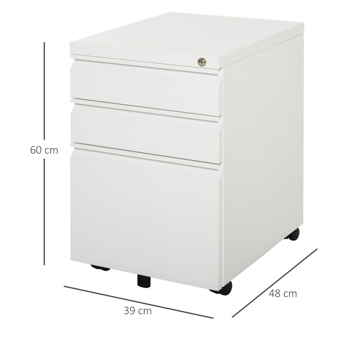 Rollcontainer 924-024WT weiß B/H/T: ca. 39x60x48 cm 924-024WT - weiß (39,00/60,00/48,00cm) - Vinsetto