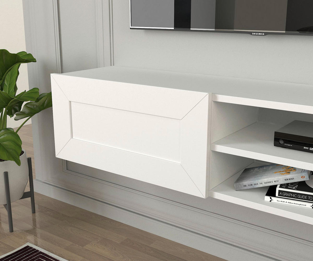 TV-Lowboard Piuma weiß B/H/T: ca. 180x29,1x29,6 cm Piuma - weiß (180,00/29,10/29,60cm) - moebel17