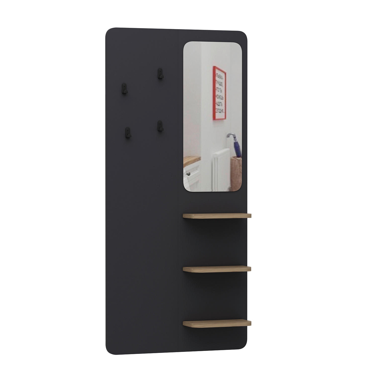Garderobe Buket anthrazit B/H/T: ca. 70x150x15 cm Buket - anthrazit (70,00/150,00/15,00cm) - moebel17