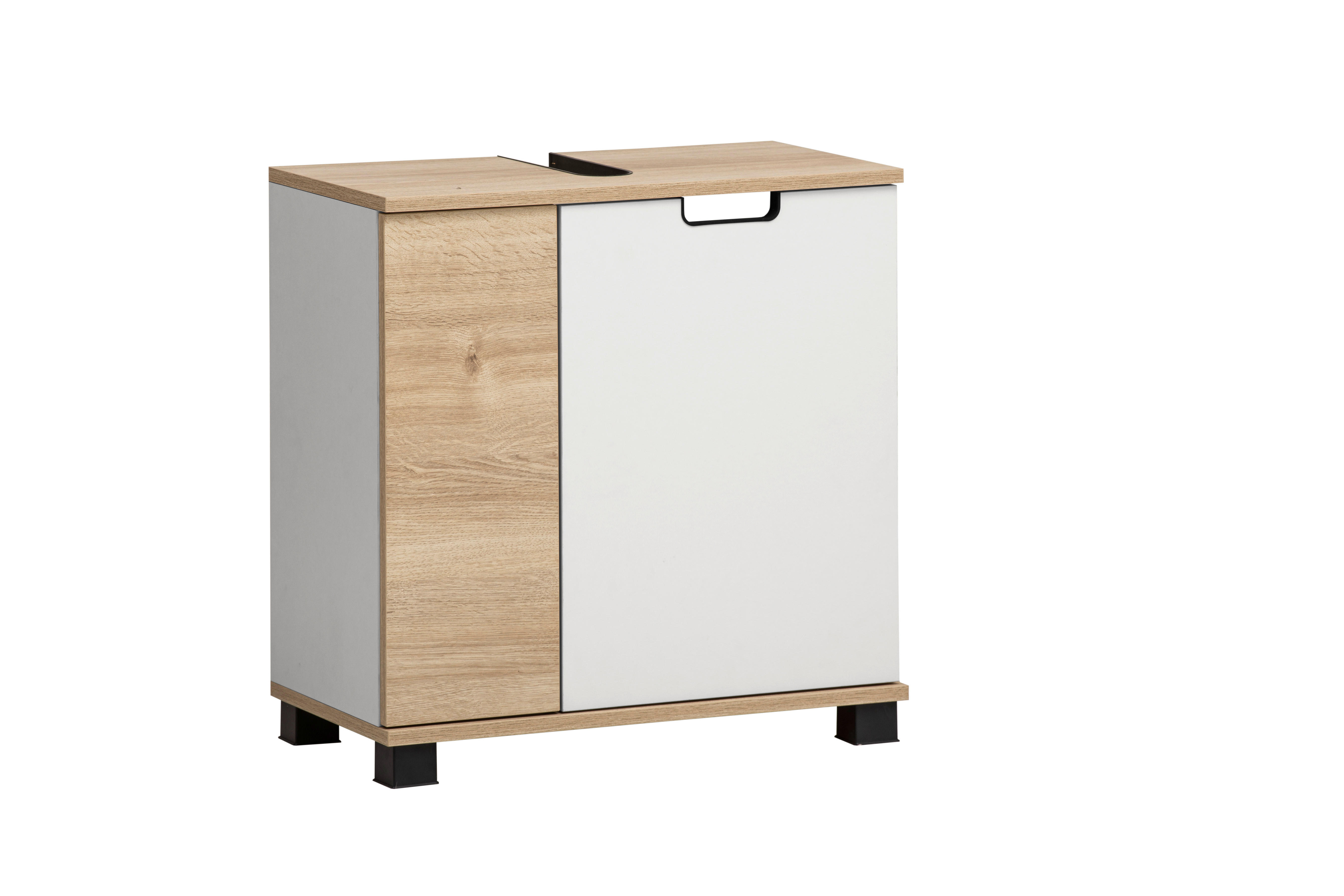 Waschbeckenunterschrank Emmik weiß matt Eiche Eiche weiß Nachbildung B/H/T: ca. 59,8x62,4x32,6 cm Emmik - Eiche/weiß (59,80/62,40/32,60cm) - Möbelpartner