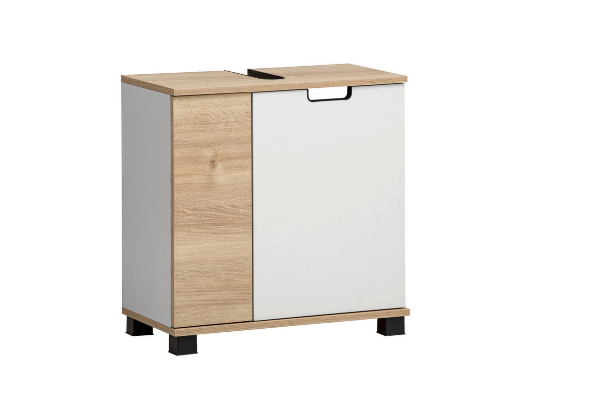 Waschbeckenunterschrank Emmik weiß matt Eiche Eiche weiß Nachbildung B/H/T: ca. 59,8x62,4x32,6 cm Emmik - Eiche/weiß (59,80/62,40/32,60cm) - Möbelpartner