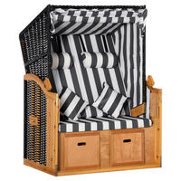 Outsunny Strandkorb grau Polypropylen B/H/L: ca. 79x118x160 cm Strandkorb - weiß/grau (160,00/79,00/118,00cm) - Outsunny