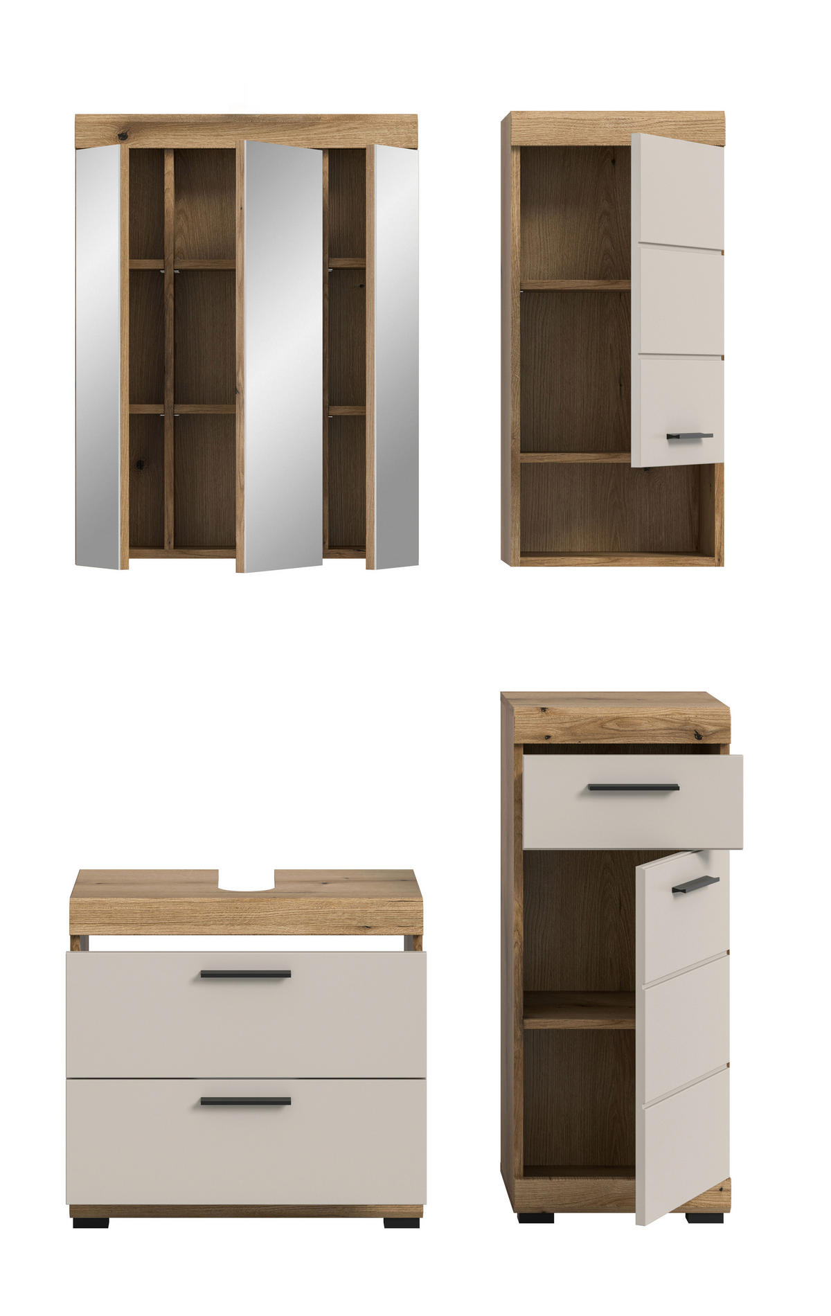 Badezimmer-Set Scout Evoke Oak Nachbildung Kaschmirgrau Nachbildung B/H/T: ca. 112x191x34 cm Scout - Kaschmirgrau (112,00/191,00/34,00cm) - xonox.home