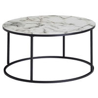 Couchtisch weiß Marmor Optik schwarz pulverbeschichtet B/H/T: ca. 80x40x80 cm Couchtisch - weiß/schwarz (80,00/40,00/80,00cm) - Wohnling