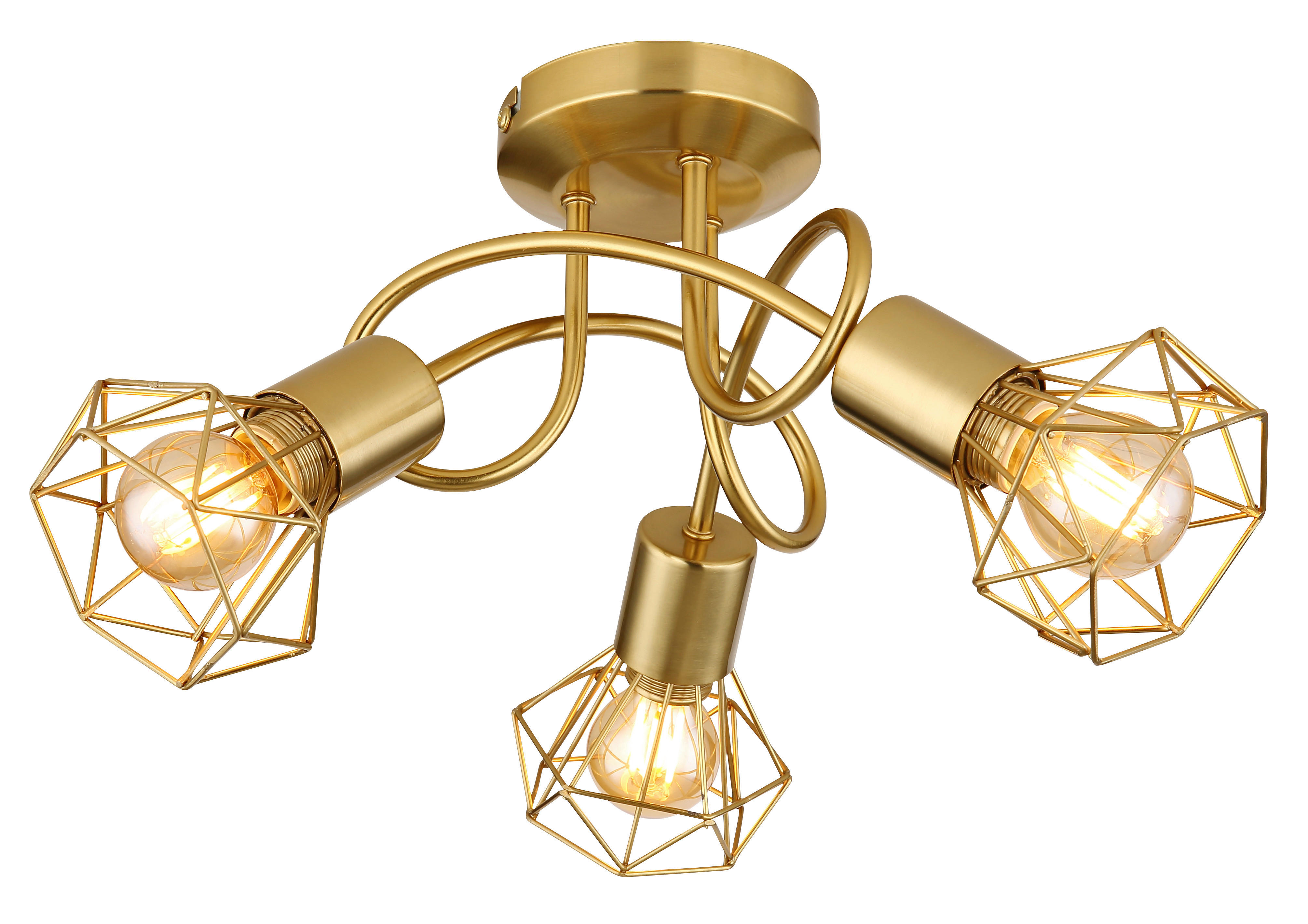 GLOBO Deckenleuchte gold Metall H/D: ca. 20x36 cm E14 3 Brennstellen XARA I - gold (36,00/20,00cm) - GLOBO