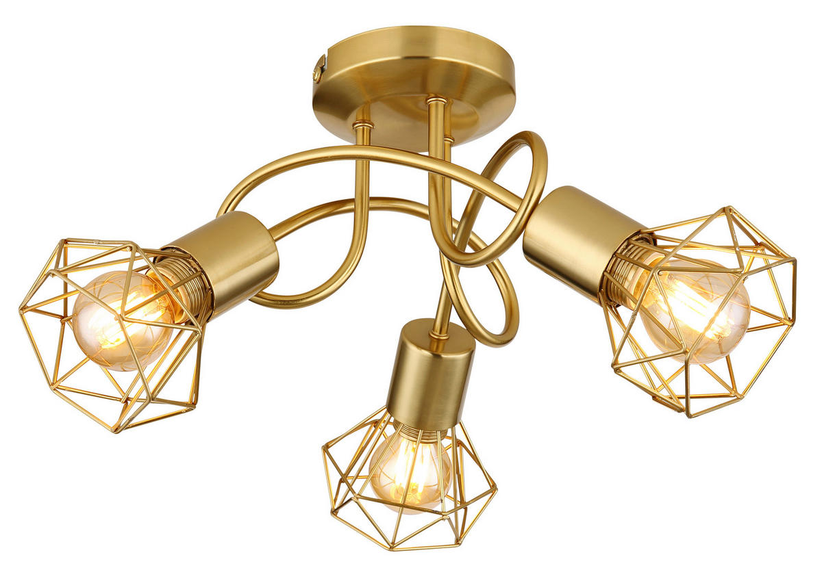 GLOBO Deckenleuchte gold Metall H/D: ca. 20x36 cm E14 3 Brennstellen XARA I - gold (36,00/20,00cm) - GLOBO