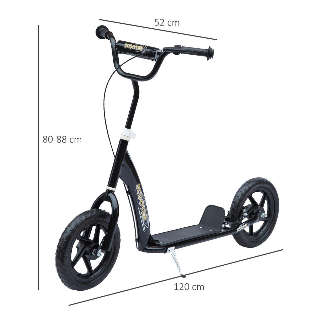 HOMCOM Kinderroller schwarz Kinderroller - schwarz (120,00/52,00/88,00cm) - HOMCOM