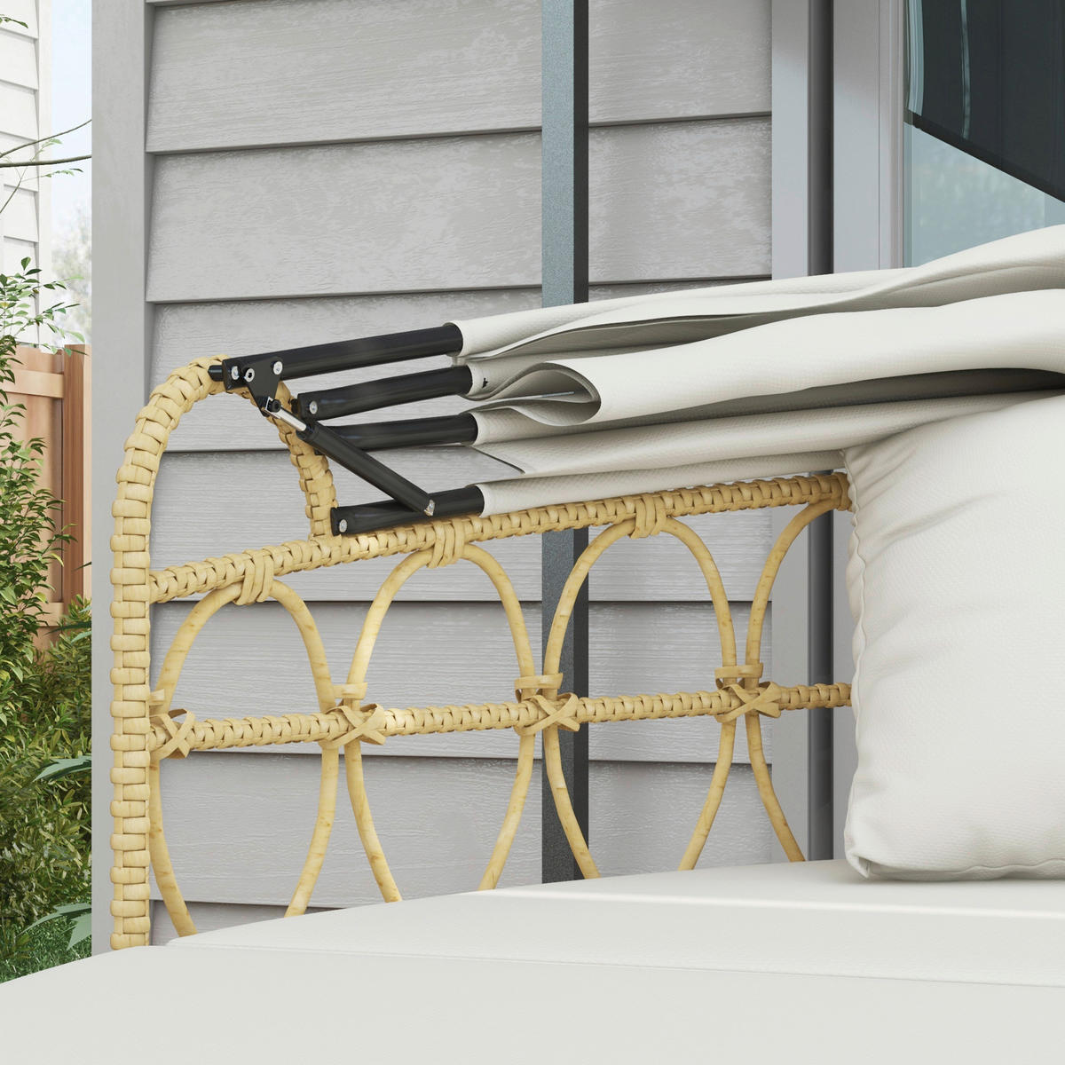 Outsunny Sonneninsel cremeweiß Edelstahl B/H/L: ca. 85x178x66,5 cm Sonneninsel - cremeweiß (66,50/85,00/178,00cm) - Outsunny