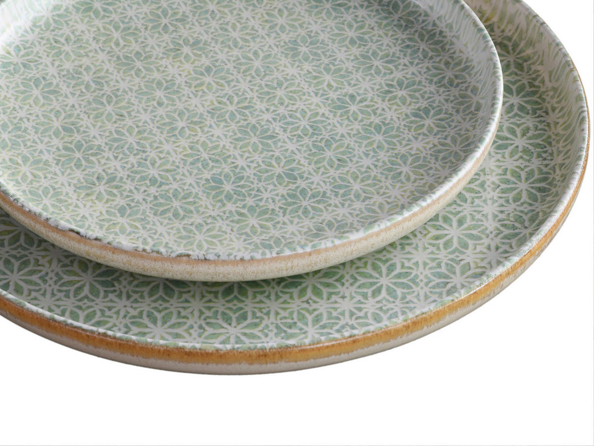 CreaTable Tafelservice Uno Emiliana grün Steinzeug 12 tlg. Uno Emiliana - grün - CreaTable