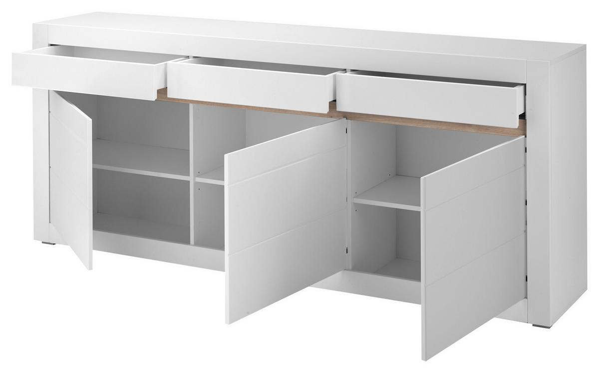 Sideboard Chester weiß matt B/H/T: ca. 217x90x42 cm Chester - weiß (217,00/90,00/42,00cm)