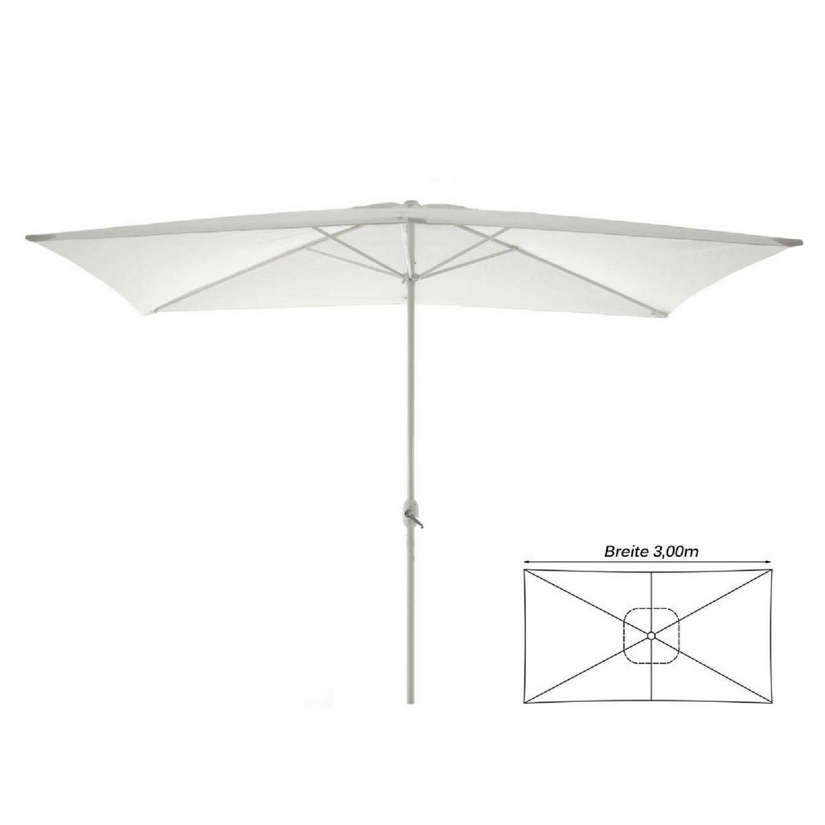 VCM Sonnenschirm weiß Polyester-Mischgewebe B/H/L: ca. 200x235x300 cm Sonnenschirm - weiß (300,00/200,00/235,00cm) - VCM