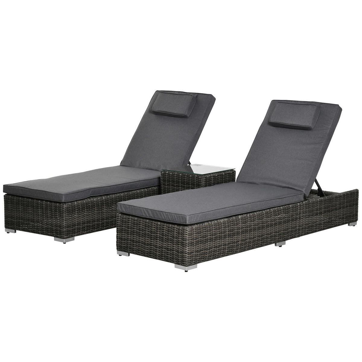 Outsunny Sonnenliege grau Aluminium B/H/L: ca. 60x195x91 cm Sonnenliege - grau (91,00/60,00/195,00cm) - Outsunny
