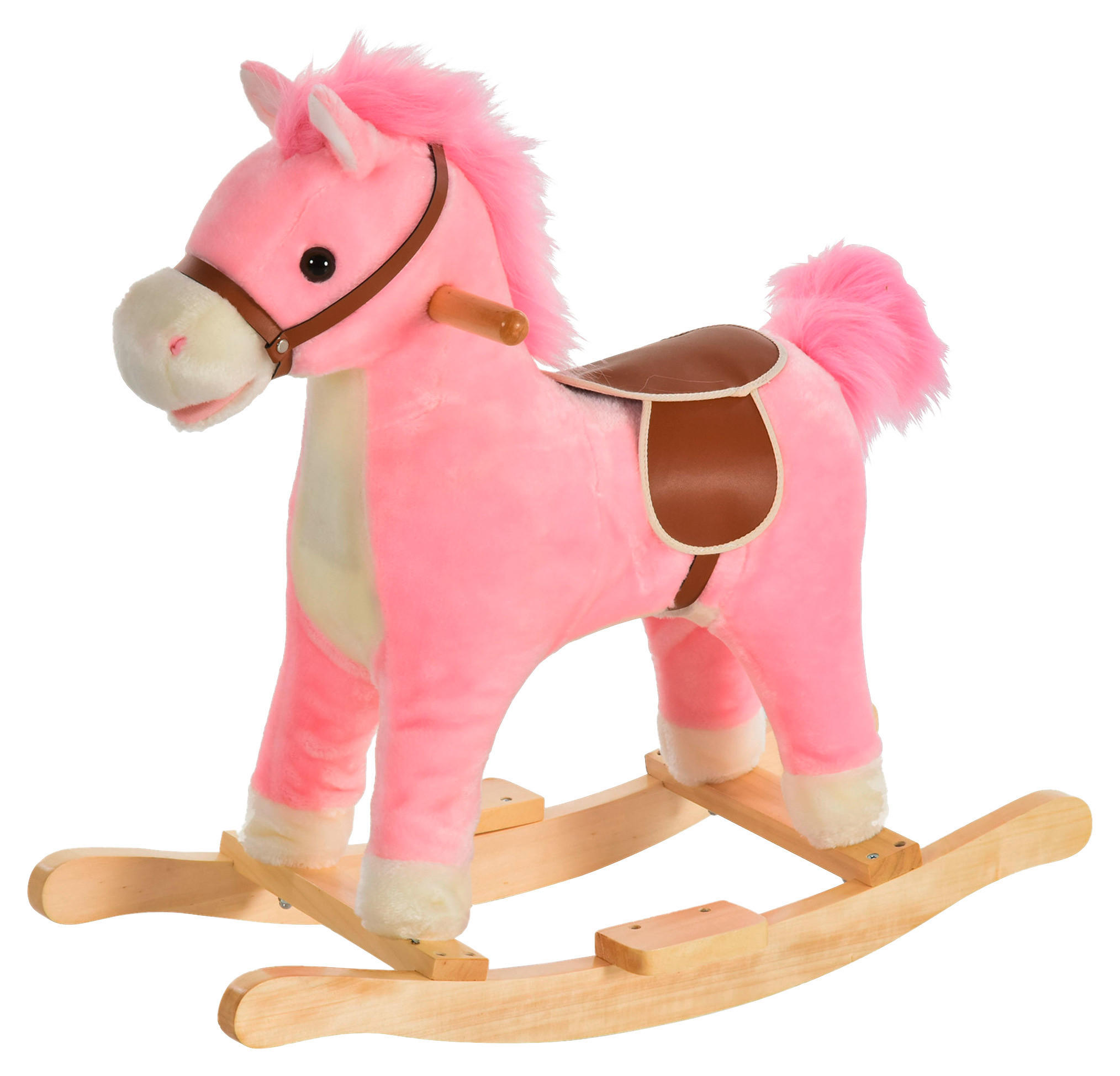 HOMCOM Kinder-Schaukelpferd B/H/L: ca. 32,5x61x65 cm Kinder_Schaukelpferd - rosa (65,00/32,50/61,00cm) - HOMCOM