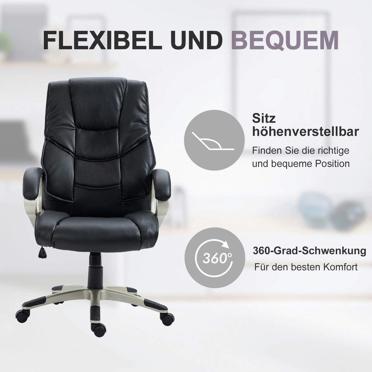 Chefsessel 5550-3300 schwarz 5550-3300 - schwarz (70,00/124,00/58,00cm) - HOMCOM