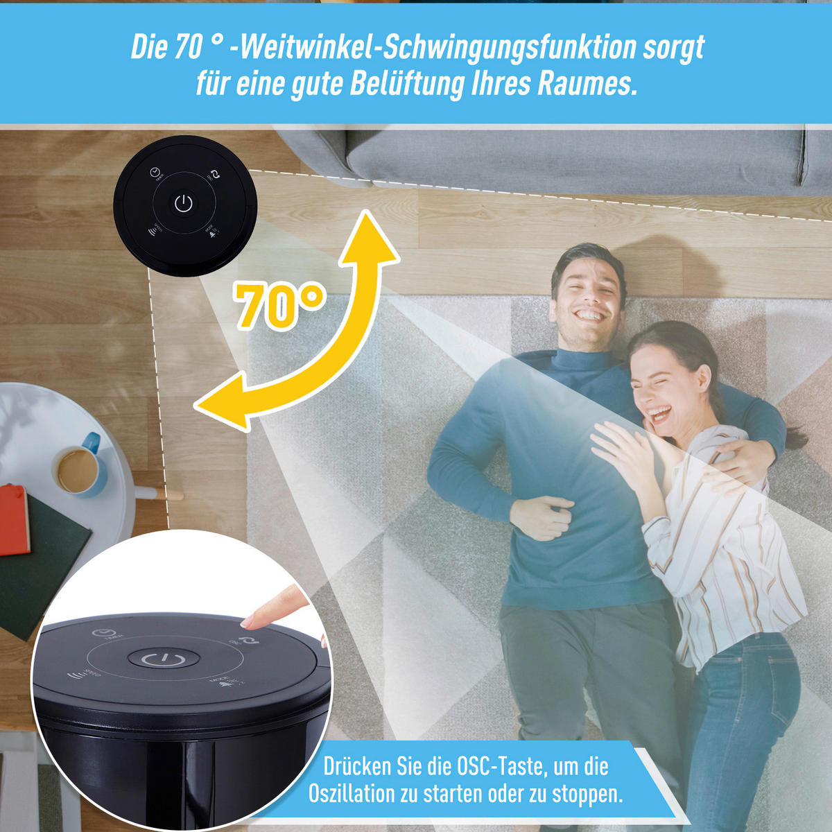 HOMCOM Turmventilator mit Fernbedienung schwarz Kunststoff H/D: ca. 117x32 cm Turmventilator 824-006V90 - schwarz (32,00/117,00cm) - HOMCOM