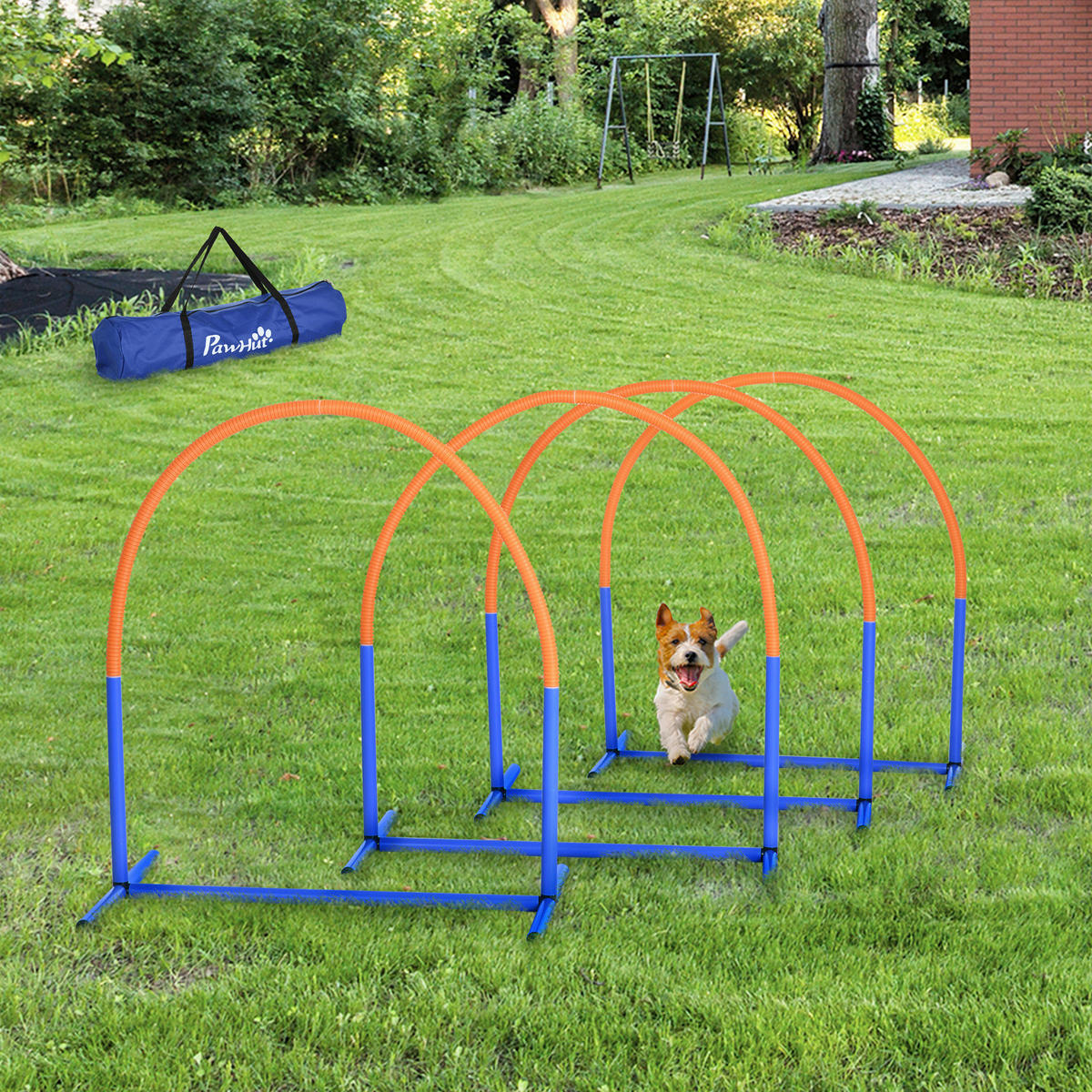 PawHut Hunde-Agility-Set orange Kunststoff B/H/L: ca. 64x95x88 cm Hunde-Agility-Set - orange/blau (88,00/64,00/95,00cm) - PawHut
