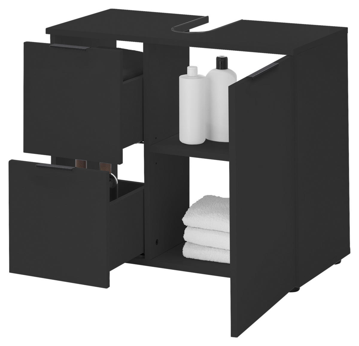 Waschbeckenunterschrank Porto schwarz B/H/T: ca. 70x60x35 cm Porto - schwarz (70,00/60,00/35,00cm)