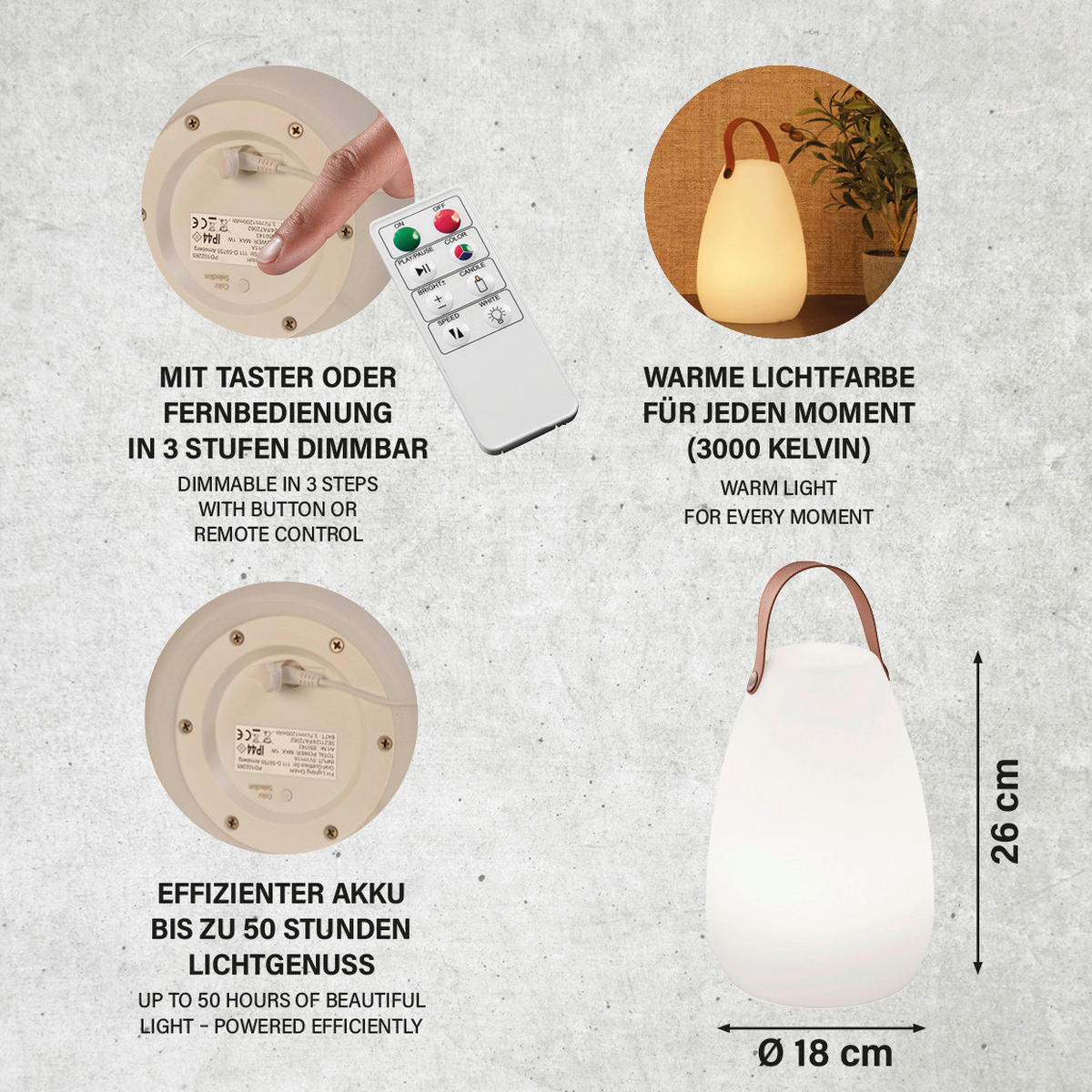 LED-Außenleuchte 850143 Ruby weiß H/D: ca. 26x18 cm Ruby - weiß (18,00/26,00cm) - easy! by FHL