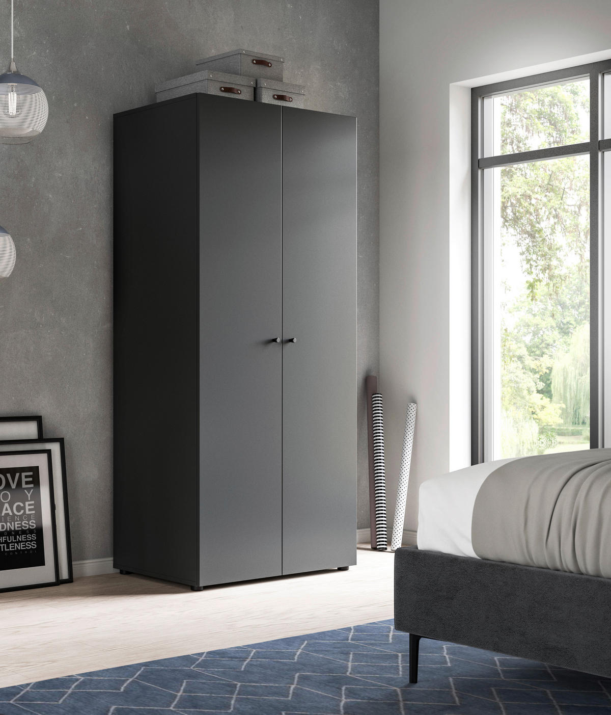 Kleiderschrank DARWIN anthrazit B/H/T: ca. 80x176x51 cm DARWIN - anthrazit (80,00/176,00/51,00cm) - xonox.home