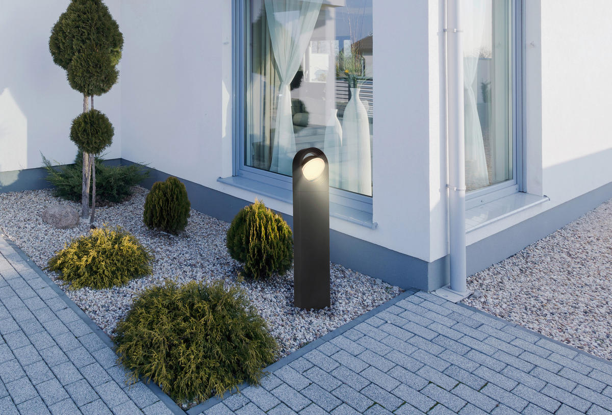LED-Außenleuchte OKO 34322S Opal schwarz B/H/L: ca. 10x70x17 cm OKO - schwarz/Opal (17,00/10,00/70,00cm) - GLOBO