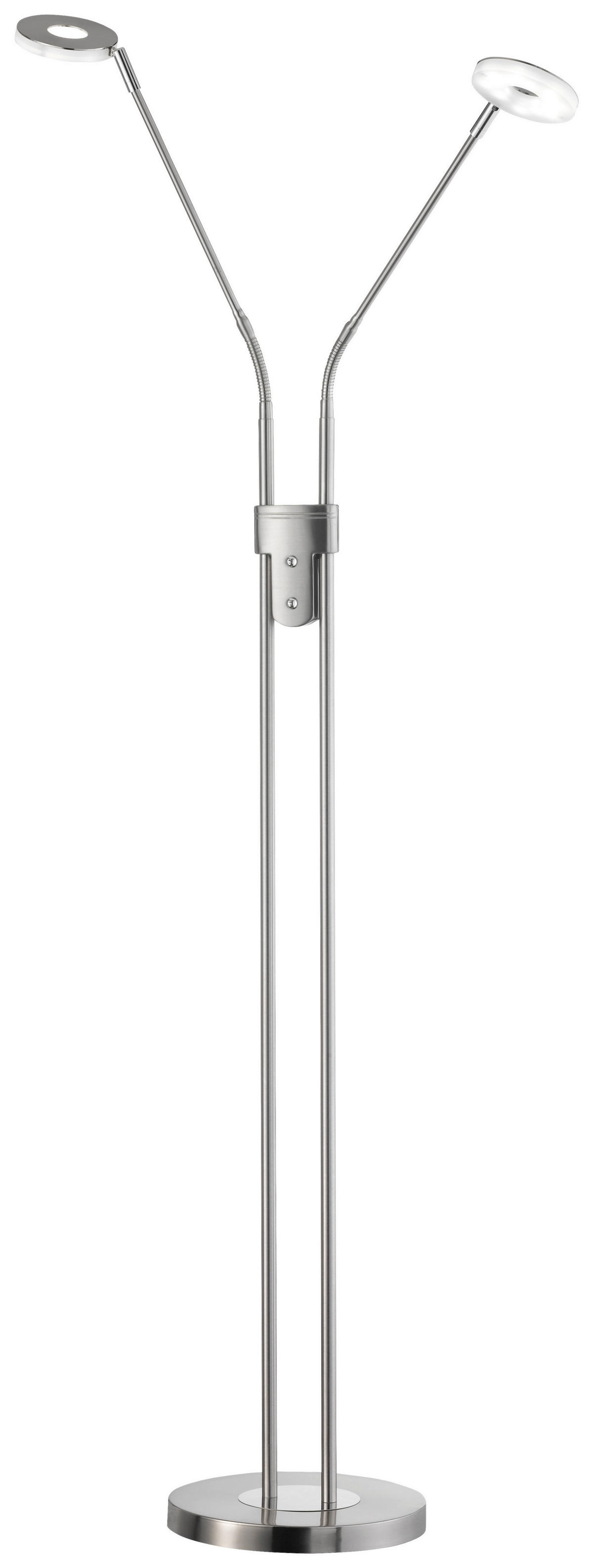 Fischer & Honsel LED-Stehleuchte 40108 nickel matt Chrom Metall H/D: ca. 150x25 cm 2 Brennstellen Dent - nickel matt/Chrom (25,00/150,00cm) - Fischer & Honsel