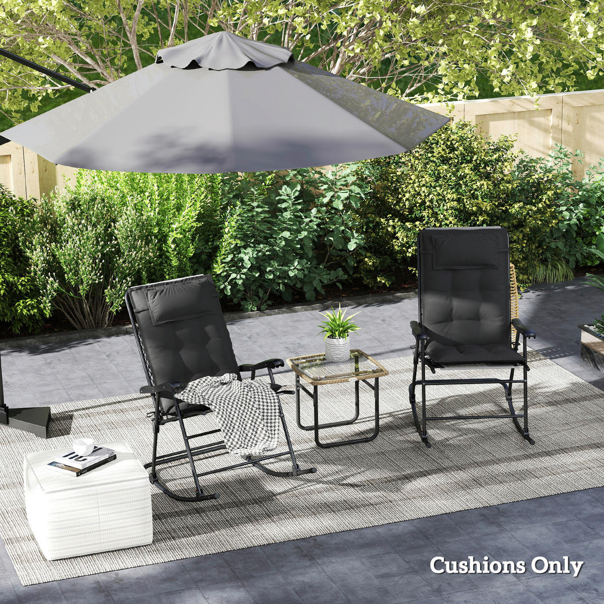 Outsunny Liegenauflage 2er Set dunkelgrau Polyester B/H/L: ca. 50x5x116 cm Liegenauflage 2er Set - dunkelgrau (116,00/50,00/5,00cm) - Outsunny