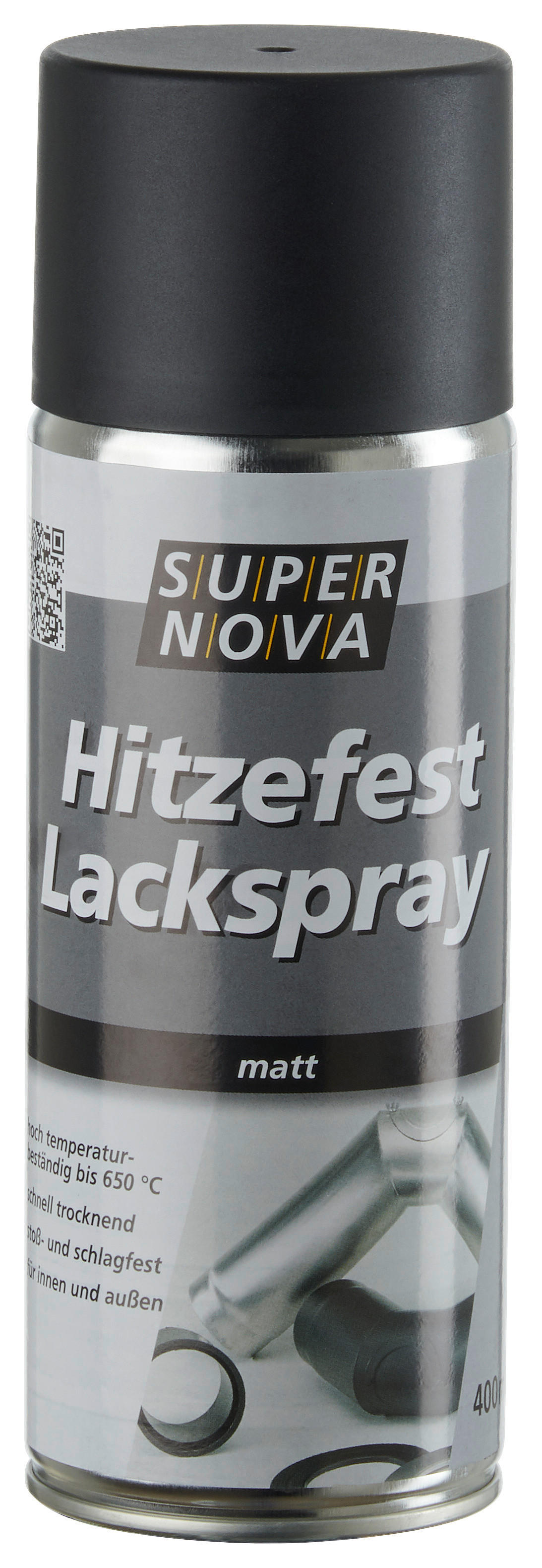Super-Nova Lackspray Hitzefest schwarz seidenmatt ca. 0,4 l Lackspray-Hitzefest 400ml - schwarz (400ml)