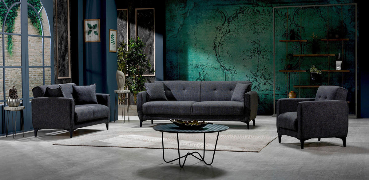 Sofa 3-2-1 San Marino anthrazit Microfaser San Marino - schwarz/anthrazit