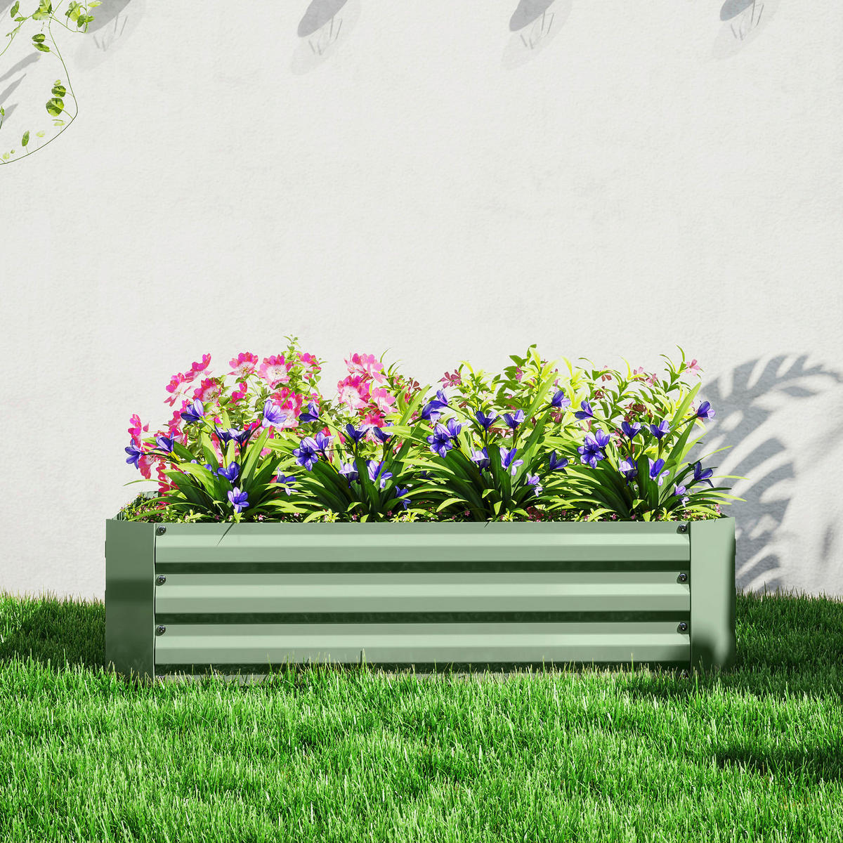 Outsunny Hochbeet dunkelgrün Stahl B/H/L: ca. 90x30x120 cm Hochbeet - dunkelgrün (120,00/90,00/30,00cm) - Outsunny