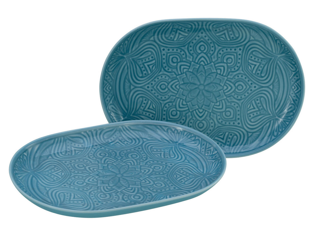CreaTable Plattenset Orient Mandala aqua Porzellan D: ca. 28 cm Orient Mandala - aqua (28,00cm) - CreaTable