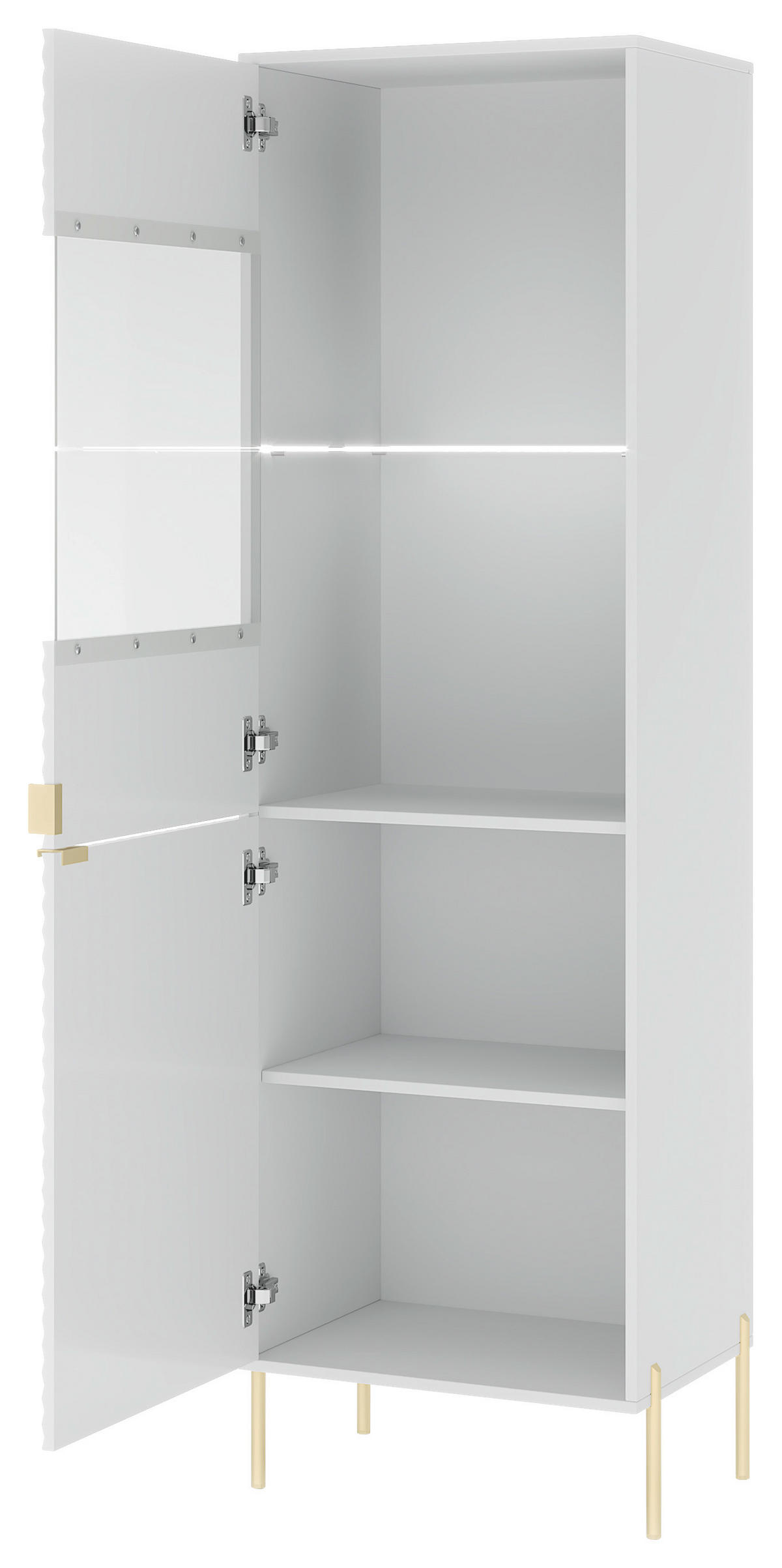 Vitrine VITRINE DIAMOND DI4 LED weiß weiß glänzend Nachbildung B/H/T: ca. 53,7x190x42 cm VITRINE DIAMOND DI4 LED - weiß (53,70/190,00/42,00cm) - WIPMEB