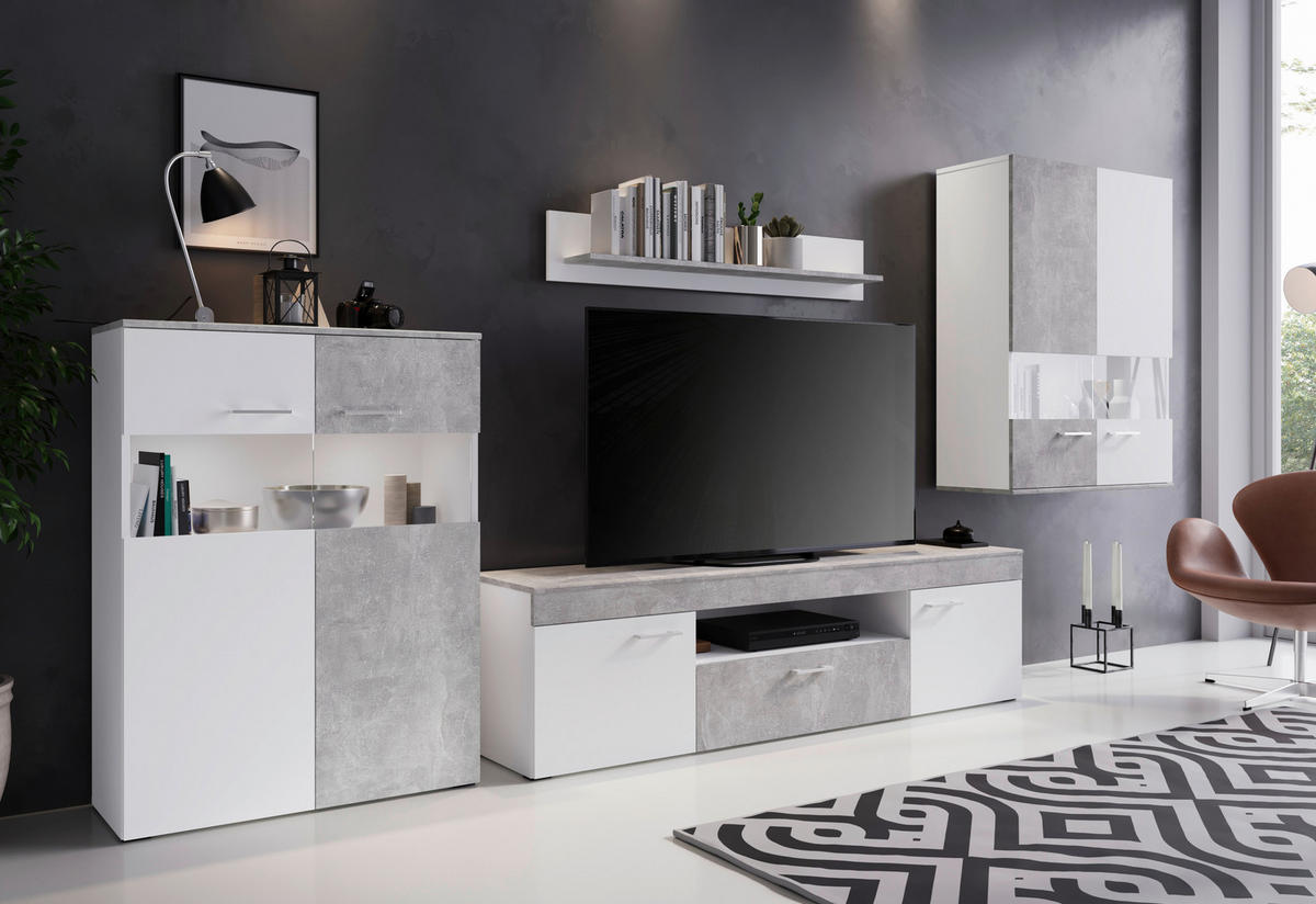 Vitrine Vulcan Plus Beton Optik B/H/T: ca. 85x113x35 cm Vulcan Plus - Beton (85,00/113,00/35,00cm)